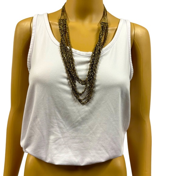 Vintage Multi Strand Metal Beaded Clasp Necklace 30 Inch - Picture 3 of 7